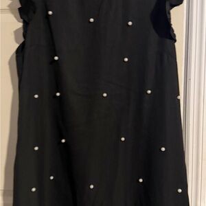SHEIN Black Mini Dress with Pearl Details